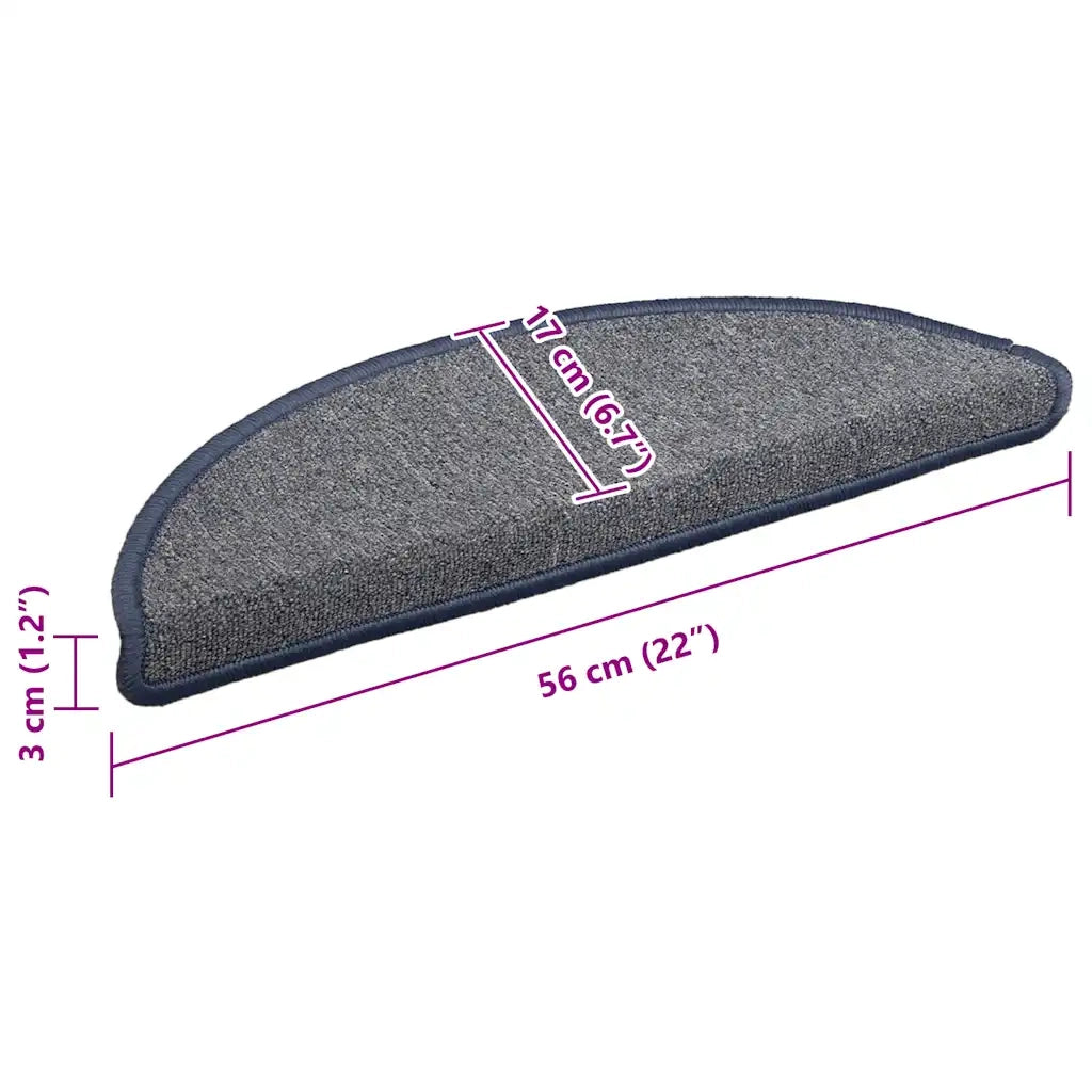Tappetini per scale 30 pz | Gradini per Scale 56x17x3 cm grigio chiaro e blu semicircolari