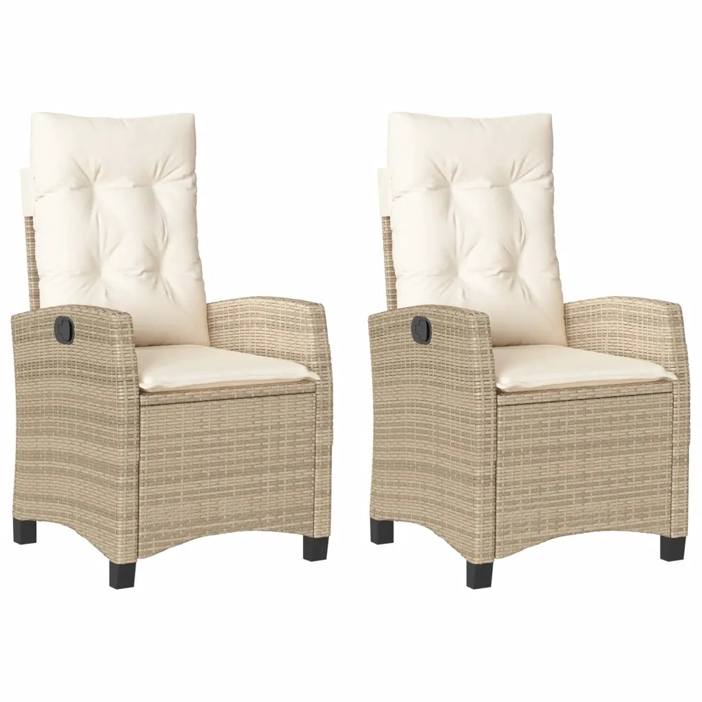 Sedie Reclinabili da Giardino 2pz con Cuscini Beige Polyrattan 365220