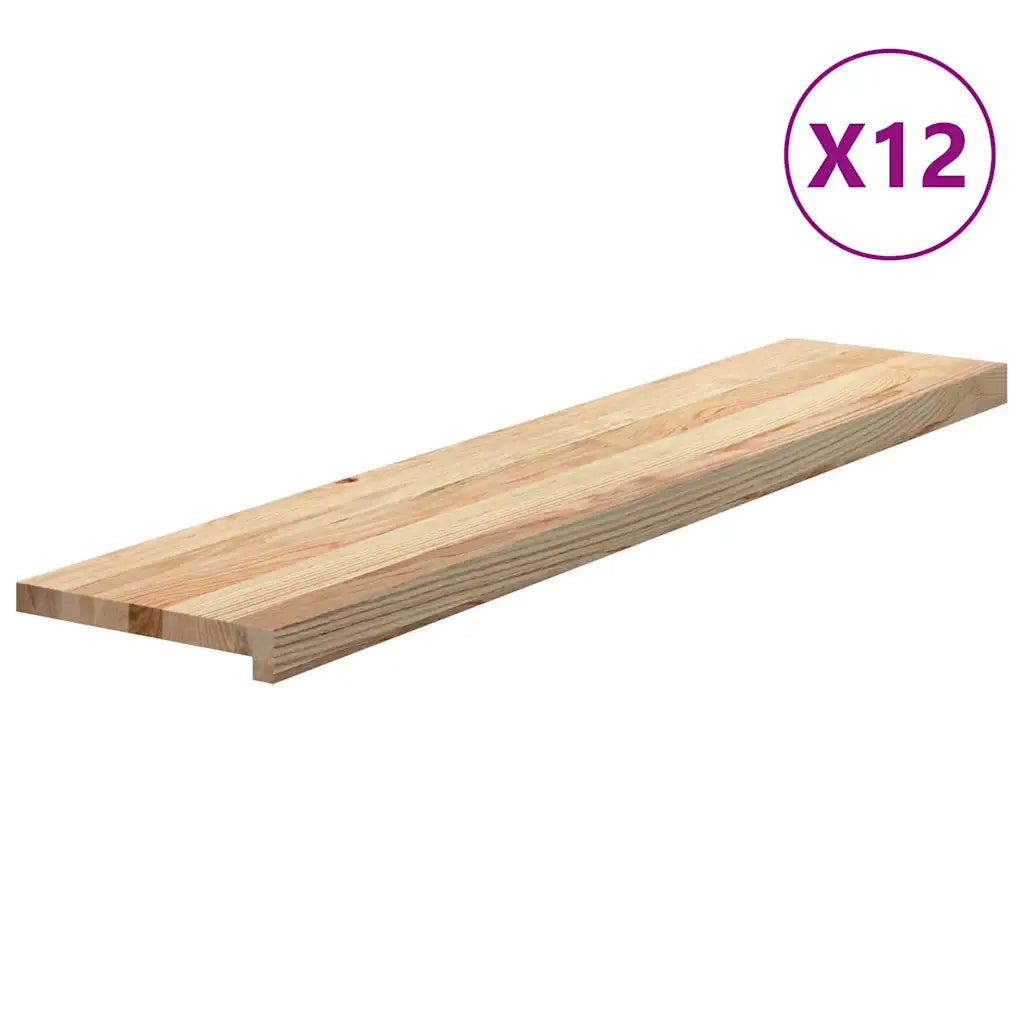 Gradini 12 pz 120x30x2 cm in Rovere Massello Non Trattato