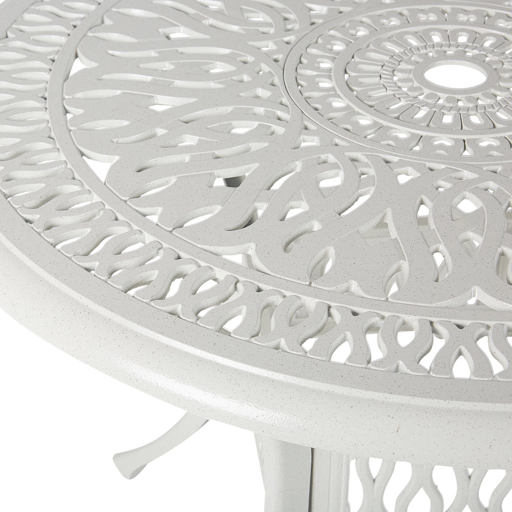 Tavolo Rotondo da Giardino Stile Vintage Alluminio Bianco sporco ø 90 cm