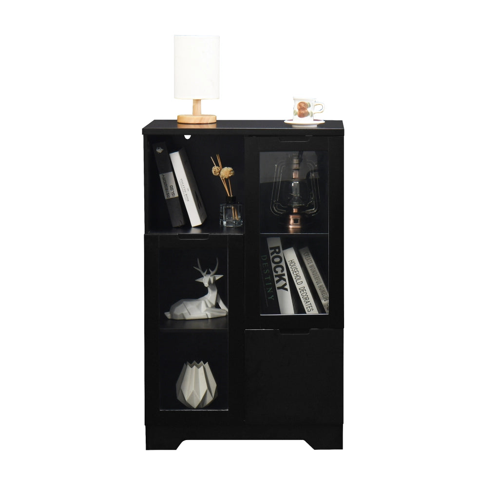 Mobile con Ante in Vetro e Cassetto ¨C MINIMAL ¨C MDF Laccato Nero