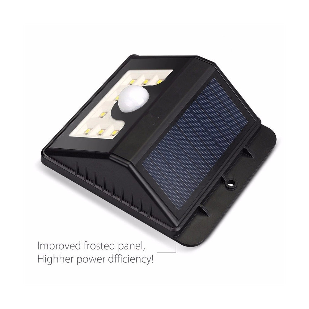 Trade Shop - Faro 8 Led Con Pannello Solare Ricaricabile E Sensore Di Movimento Per Esterno -