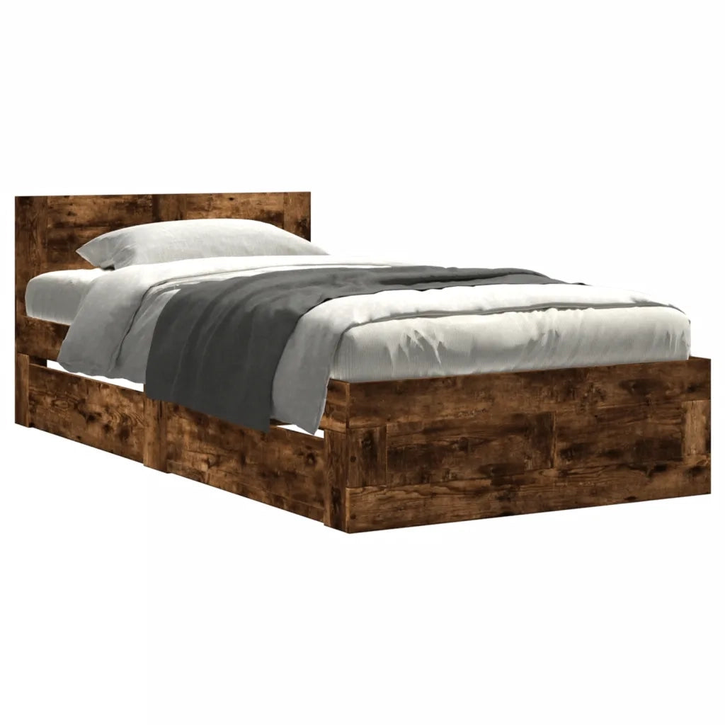 vidaXL Giroletto con Testiera Rovere Fumo 100x200 cm Legno Multistrato