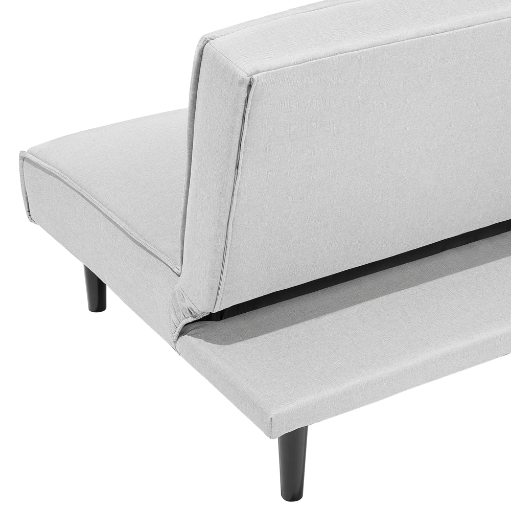 Divano Letto Grigio Chiaro 3 Posti Seduta Con Bottoni Click Clack