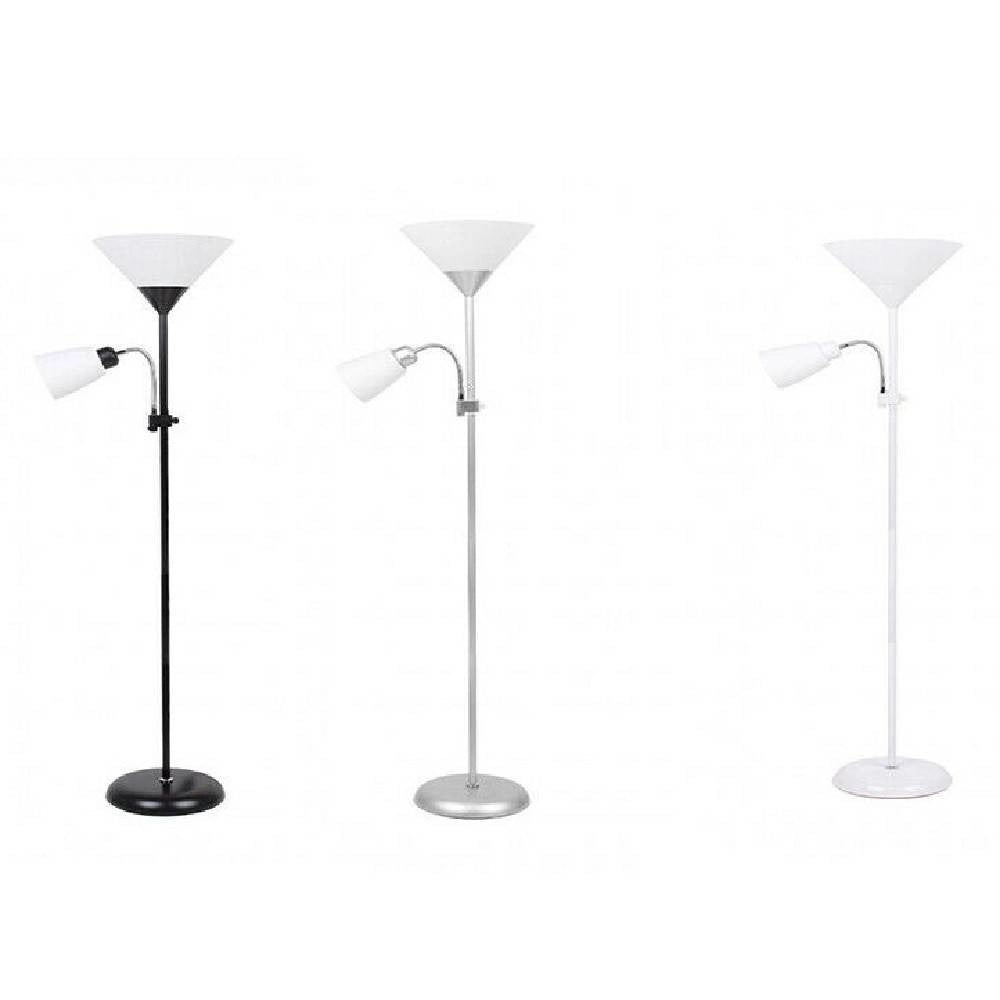 Trade Shop - Lampada Piantana Da Terra 180cm 2 Bracci Paralume Luce Orientabile Casa Ufficio -