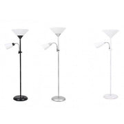 Trade Shop - Lampada Piantana Da Terra 180cm 2 Bracci Paralume Luce Orientabile Casa Ufficio -