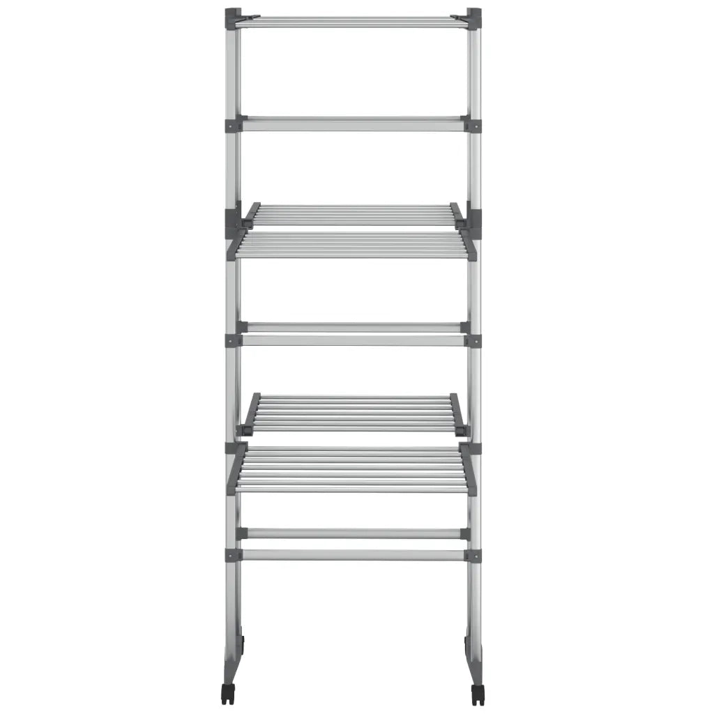 Stendibiancheria a 3 Livelli con Ruote Argento 60x70x129 cm 344376