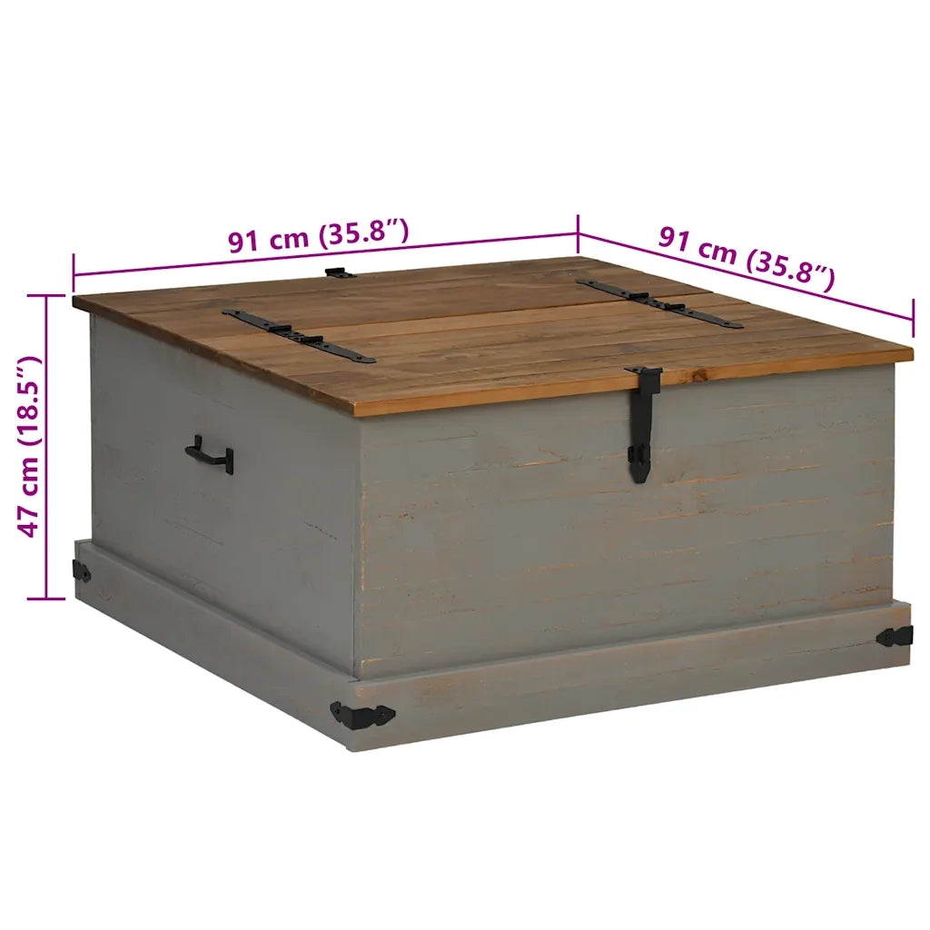 Cassapanca HALDEN Grigio 91x91x47 cm in Legno Massello di Pino