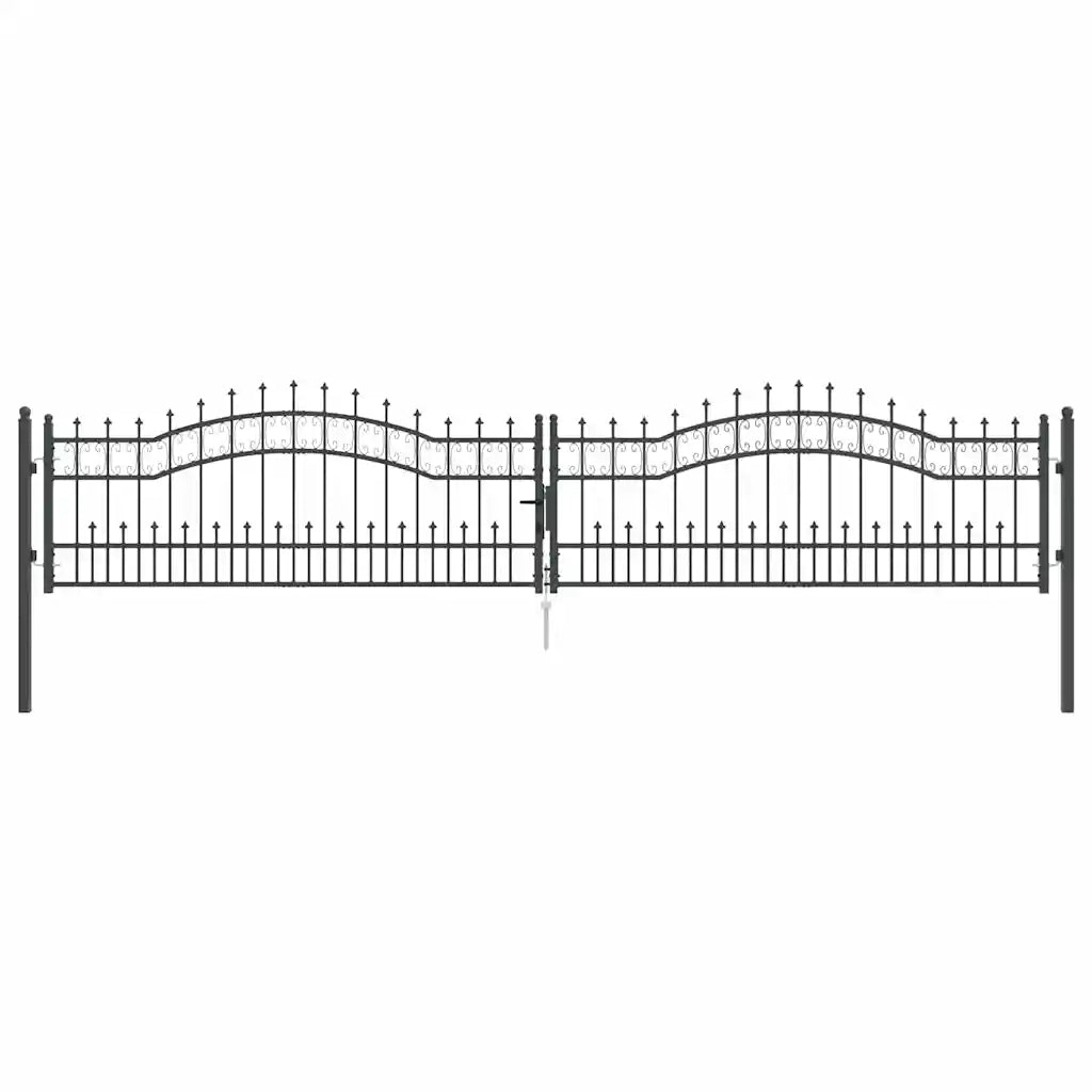 Cancello con Punta a Lancia KAMPEN 404 x 75 cm Acciaio Grigio 42009047