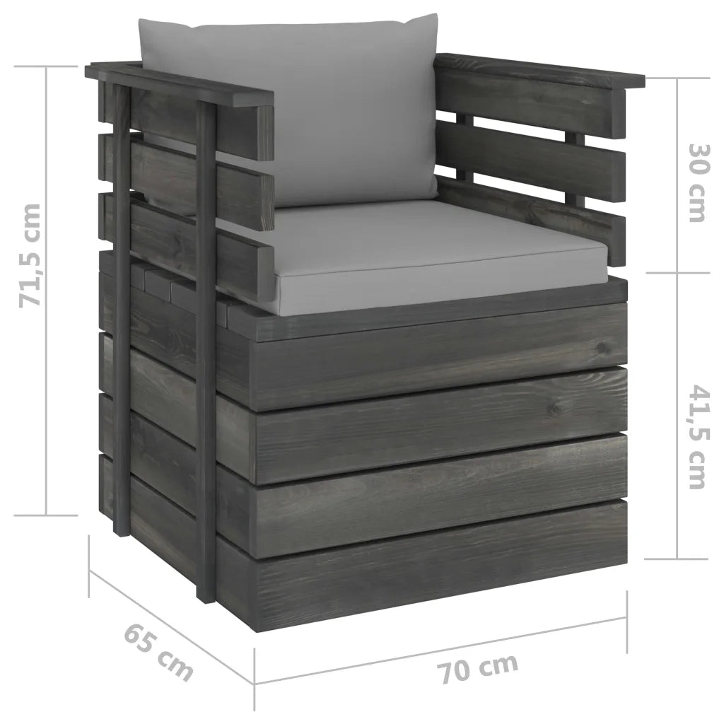 Poltrona da Giardino con Cuscini in Legno di Pino cod mxl 74520