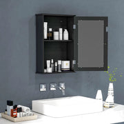 MOBILETTO BAGNO PENSILE CON SPECCHIO E ANTA A CHIUSURA MAGNETICA, 41X14X60 CM, NERO