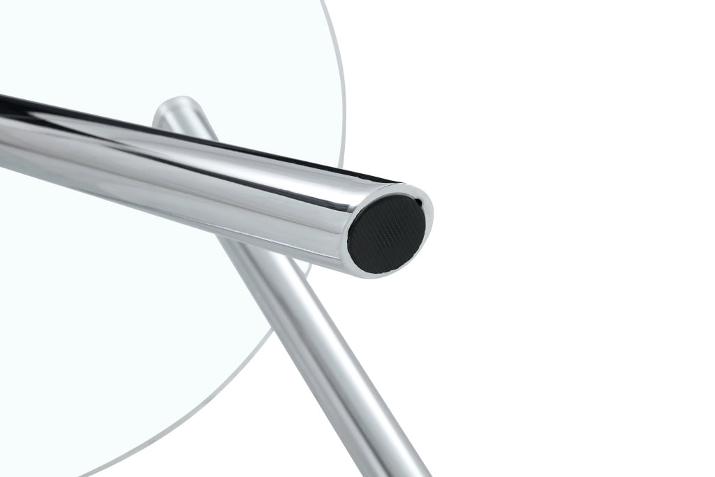 Set da pranzo con tavolo in vetro temperato e 4 sedie imbottite facile da pulire stabile metallo e pvc bianco