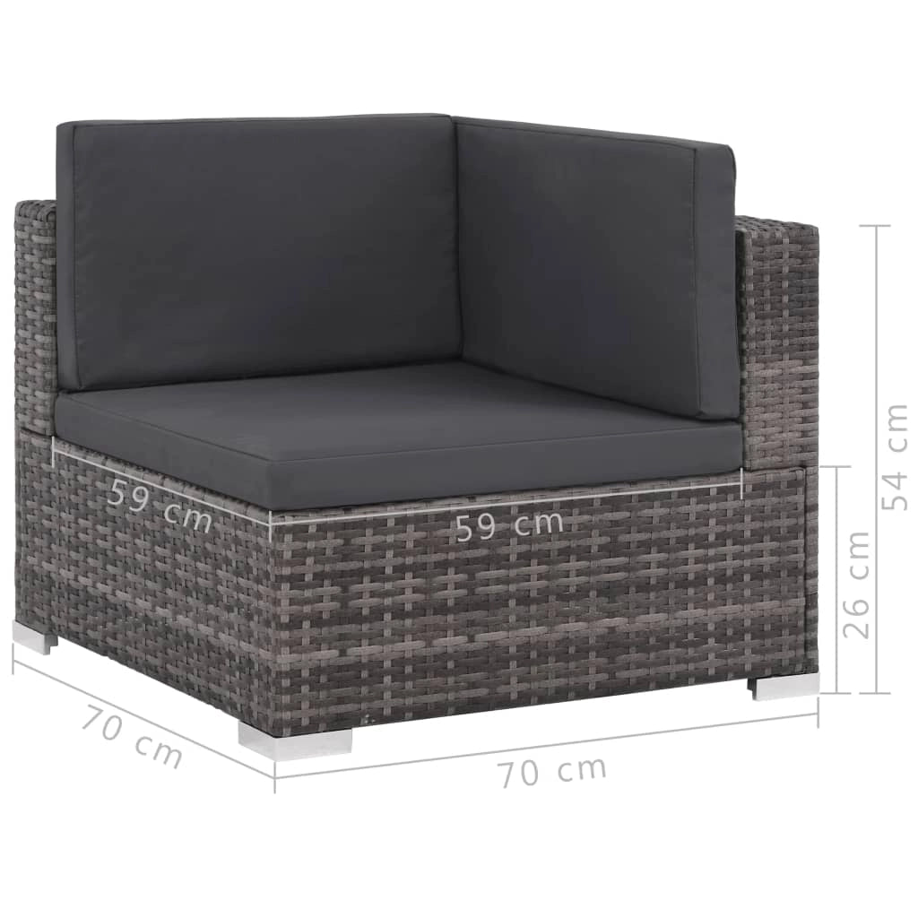Set di mobili da giardino mobili da esterno 6 pezzi con cuscini resina intrecciata grigia 02_0016861