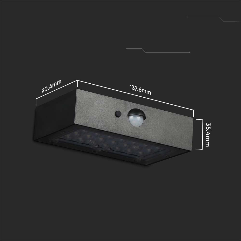 Applique solare V-TAC VT-403 3W CCT 350lm nera PIR IP65