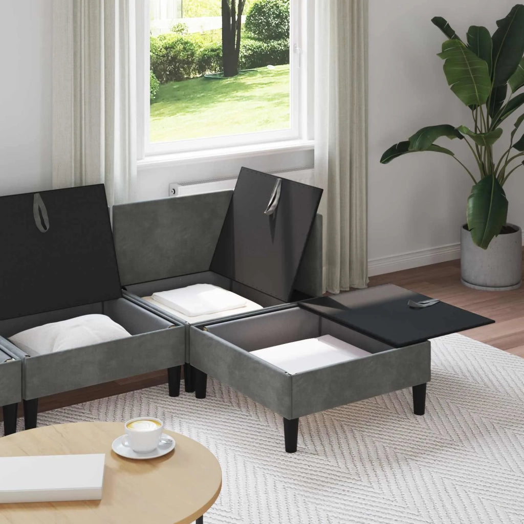 Set di mobili per il soggiorno 4 pcs Grigio Scuro Velluto