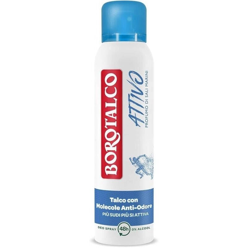 BOROTALCO DEODORANTE SPRAY BLU NO ALCOOL CON TALCO MOLECOLE ANTI ODORE 150 ML SALI MARINI