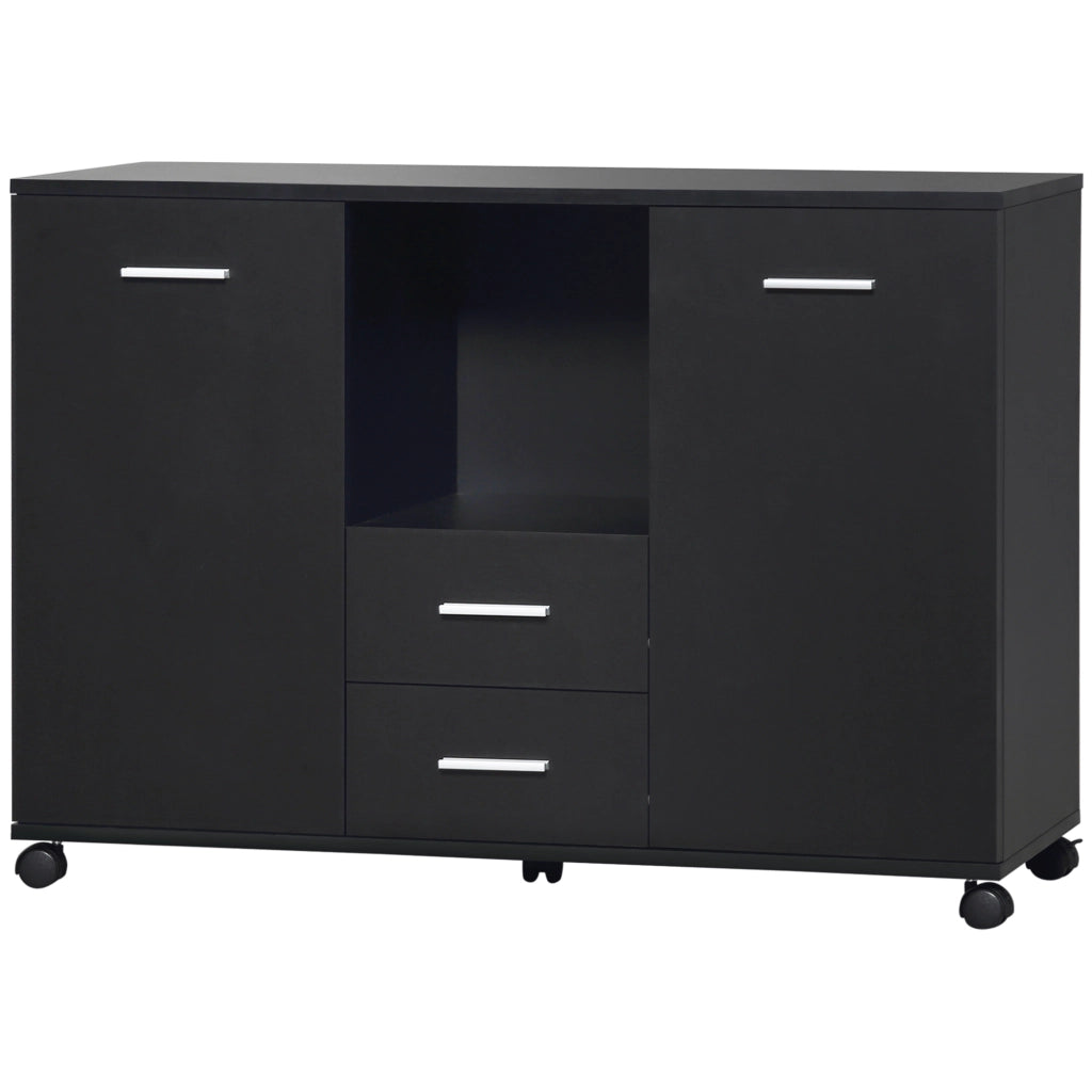 Cassettiera a rotelle per ufficio ¨C zephmum ¨C nero, legno, 100x40x71cm