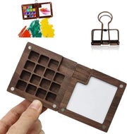 Mini palet portatile, piccolo, con clip, in legno di noce, per artisti e appassionati di pittura.