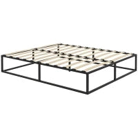Struttura Letto con Doghe in Compensato e Contenitore inferiore, 190x160x35cm, Nero e color legno