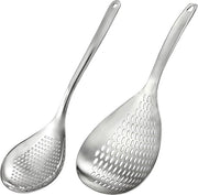 Spazzola da cucina 34 cm grande cucchiaio in acciaio inossidabile con manico e ganci di appoggio Zangola da frittura Cucchiaio da cucina per cucinare, servire e friggere 2 pezzi
