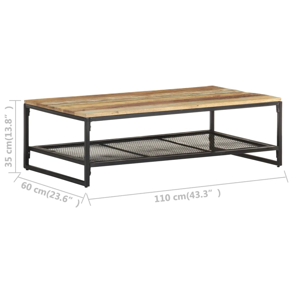 Tavolino da Salotto 110x60x35 cm in Legno Massello di Recupero 320245