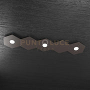 HEXAGON APPLIQUE-PLAFONIERA 3 LUCI + 2 DECORATIVO MARRONE 1142-3L2D-MA