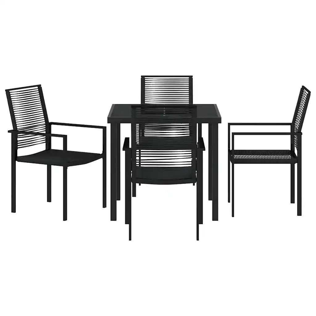 Set da Pranzo per Giardino 5 pcs Nero