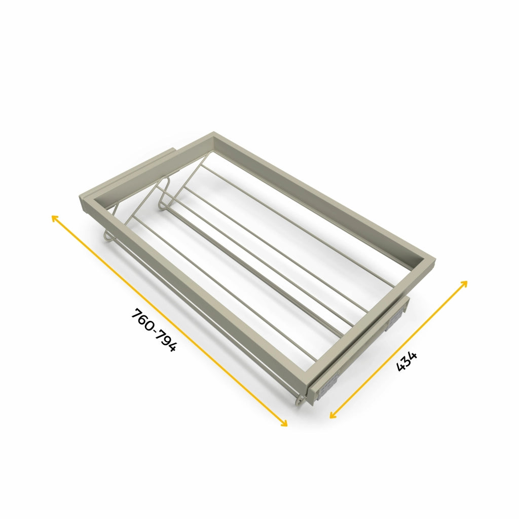 Kit Cassetto Portascarpe e Telaio per Armadio 800 mm in Alluminio e Plastica Emuca Grigio Pietra