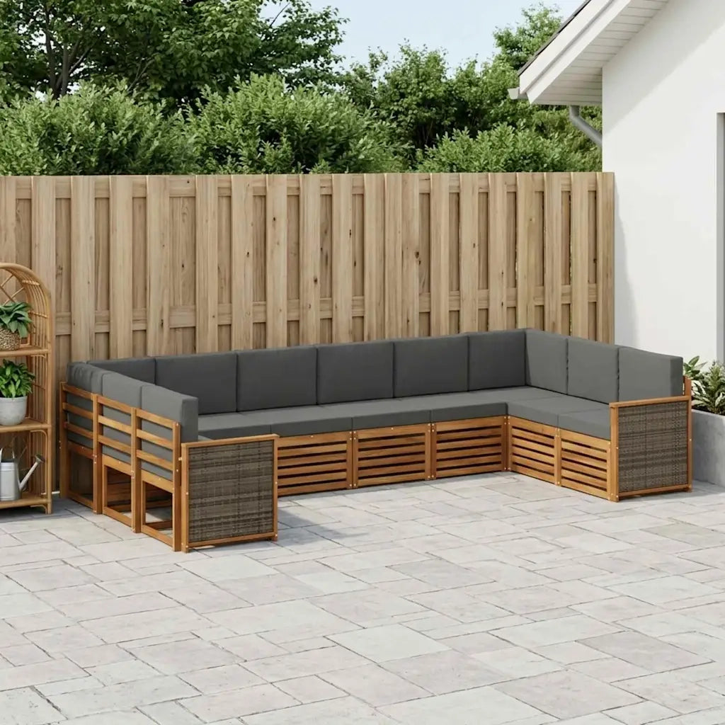 Set divano sezionale con cuscino 7 pcs Naturale e Antracite