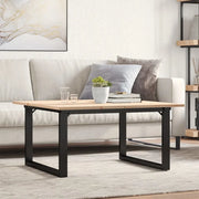 Tavolino da Salotto Telaio a O 80x80x45cm Legno Pino e Acciaio