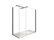 Box Per Doccia Angolare tipo walk-in h 200 8MM Con Vetri Trasparenti Telaio Nero Opaco - 90X80 REVERSIBILE