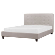 Letto imbottito tessuto grigio chiaro rete a doghe testiera trapuntata 160 x 200 cm