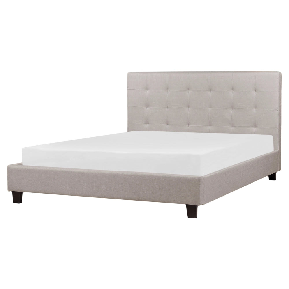 Letto imbottito tessuto grigio chiaro rete a doghe testiera trapuntata 160 x 200 cm