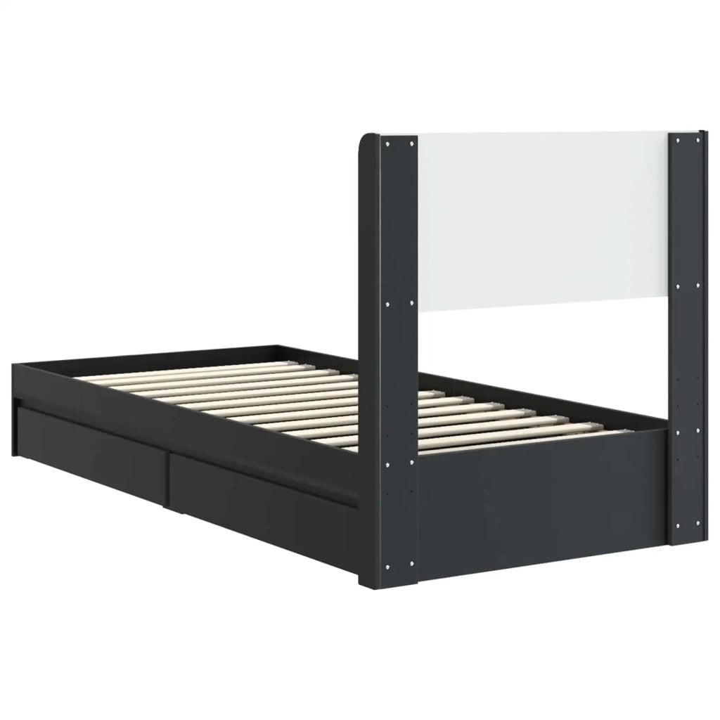 Struttura del letto con stoccaggio e testata Nero 75 x 190 cm 3414426