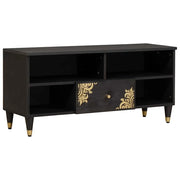 Mobile TV-Credenza per TV-Console TV Nero 100 x 33 x 46 cm Legno di mango massello 208277