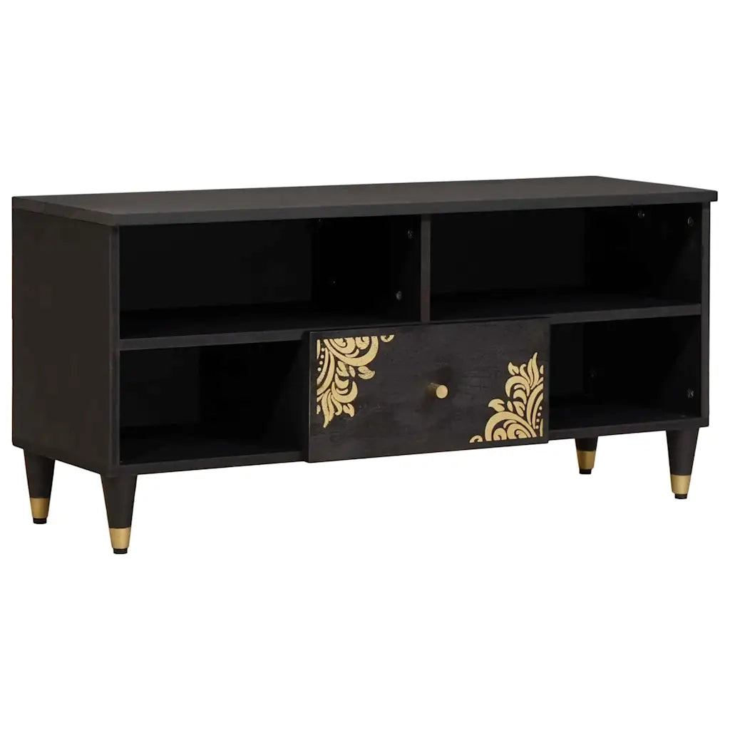 Mobile TV-Credenza per TV-Console TV Nero 100 x 33 x 46 cm Legno di mango massello 208277