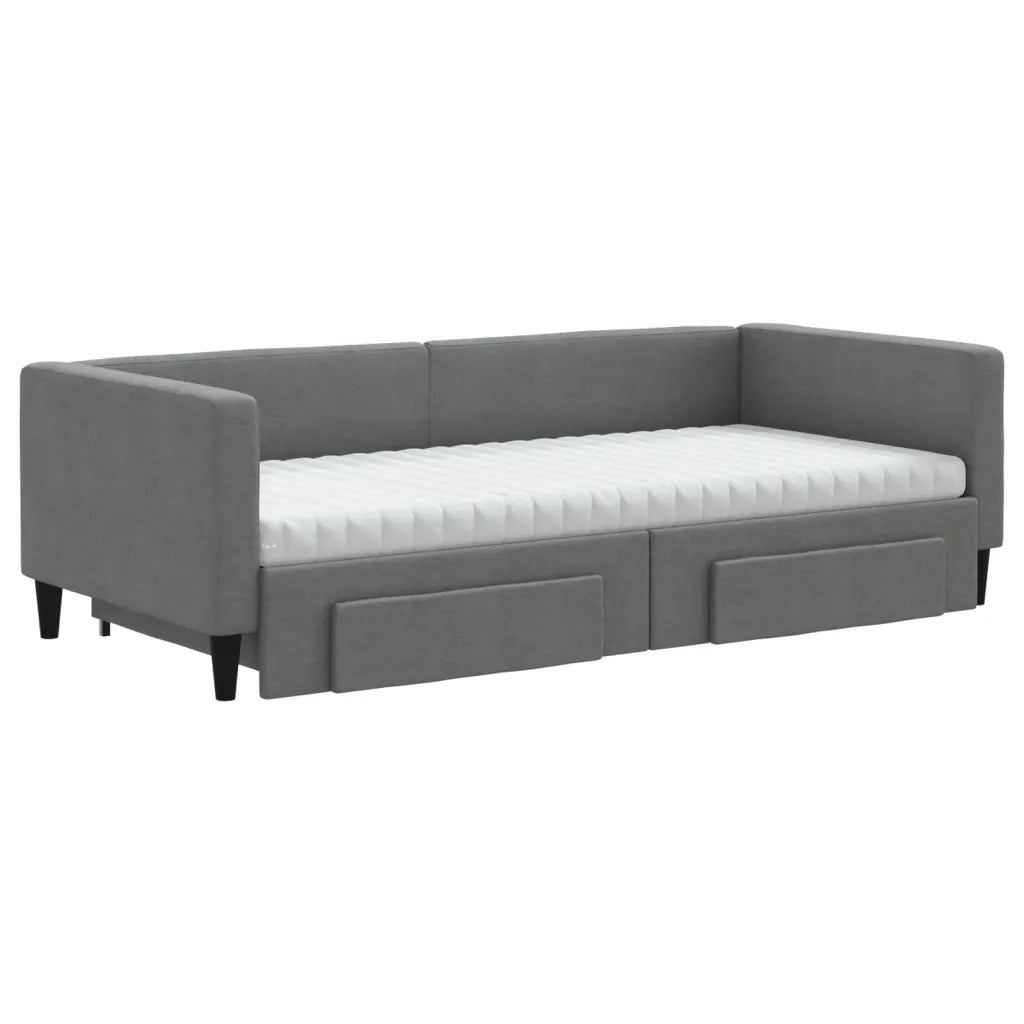 Divano Letto Estraibile Cassetti Grigio Scuro 90x190cm Tessuto 3196643