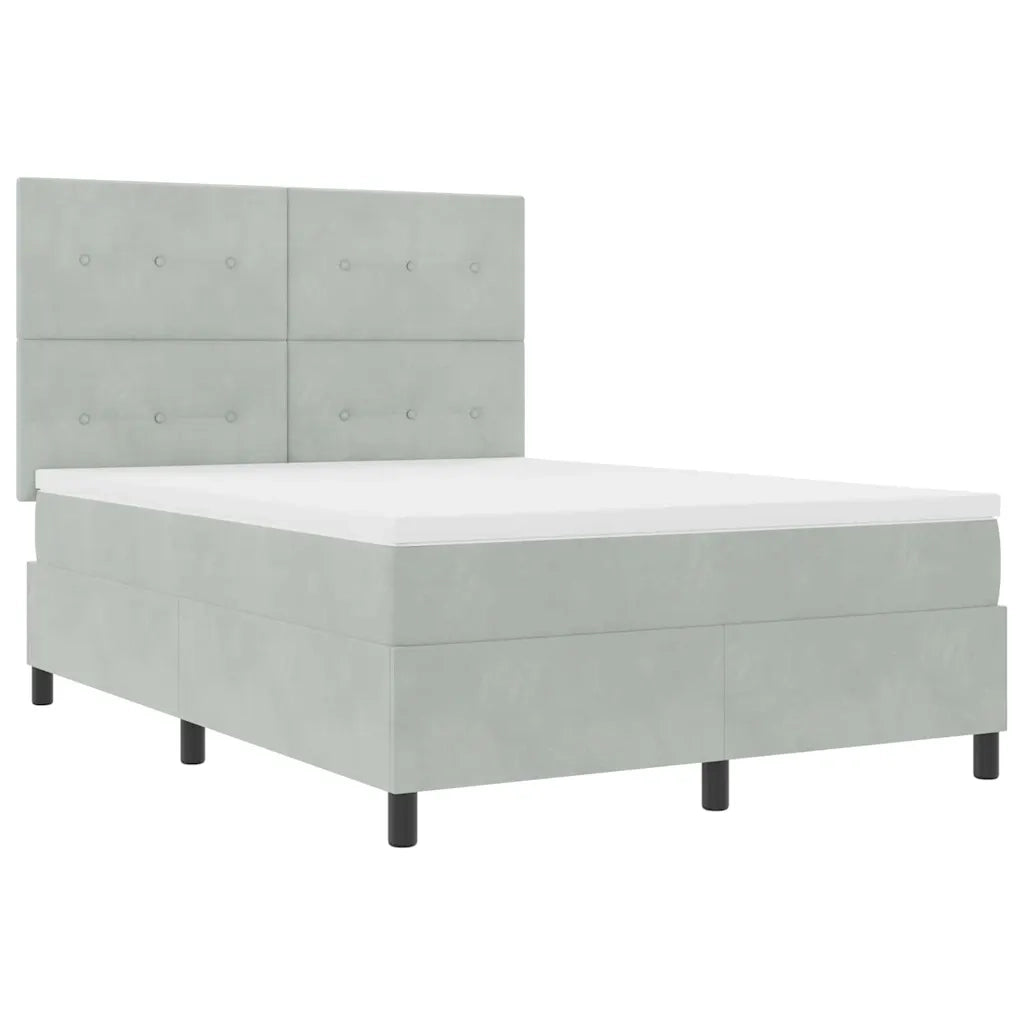 Letto a Sorgente LED Grigio chiaro 160 x 200 cm Tessuto