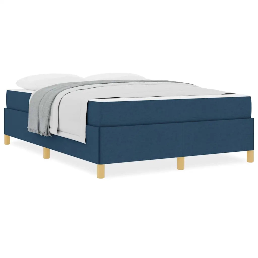 vidaXL Letto a molle Blu e Blu Marino e Bianco 140 x 200 cm Tessuto