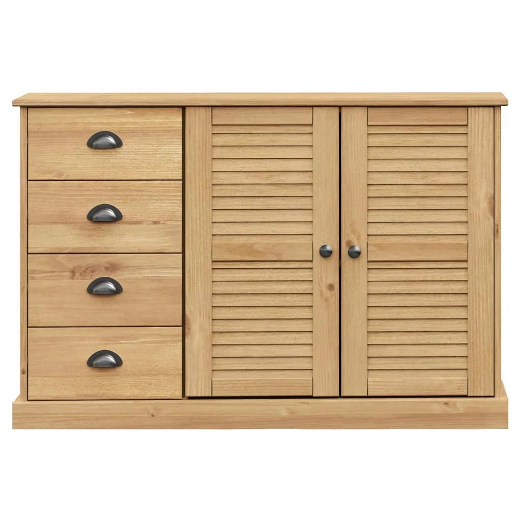 Buffet credenza cassettiera armadio mobile contenitore organizer per cucina soggiorno salotto con cassetti 113 x 40 x 75 cm legno massello di pino marrone 02_0030134