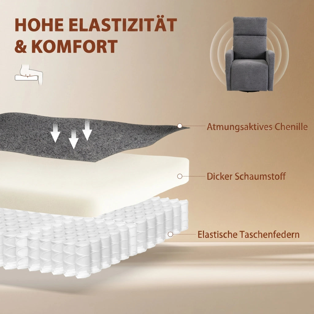 Poltrona Massaggiante Elettrica Reclinabile Girevole ¨C Zephmum ¨C Grigio Scuro