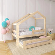 Letto in legno per bambini | Letto a scomparsa con sicurezza anti caduta | 70x140 - 90x200 cm | Letto per bambini e letto a castello per ragazzi e ragazze