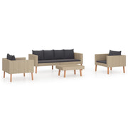 Mobili da giardino mobili da esterno Set di mobili da 4 pezzi con cuscini in resina intrecciata beige 02_0016174