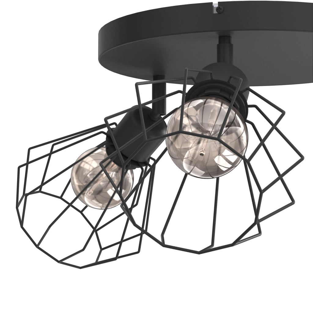 Plafoniera industriale Parkla 3xE27 nera regolabile Luminex