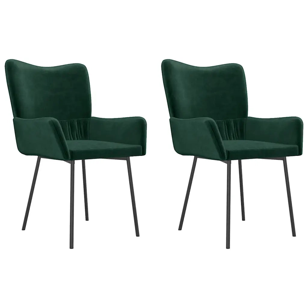 Sedie da Pranzo 2 pz Verde Scuro in Velluto cod mxl 18199