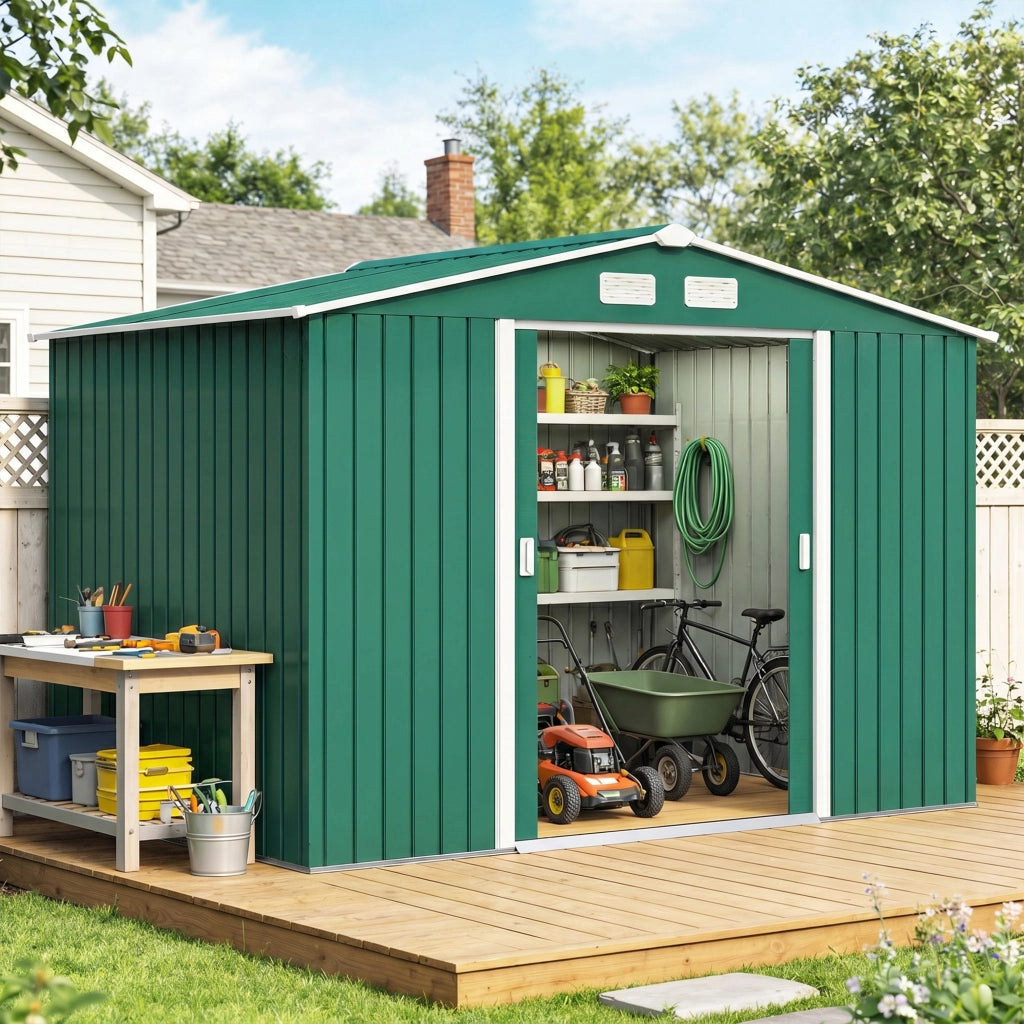 Capanno da Giardino in Acciaio ¨C zephmum ¨C Verde Scuro 277x195x192 cm