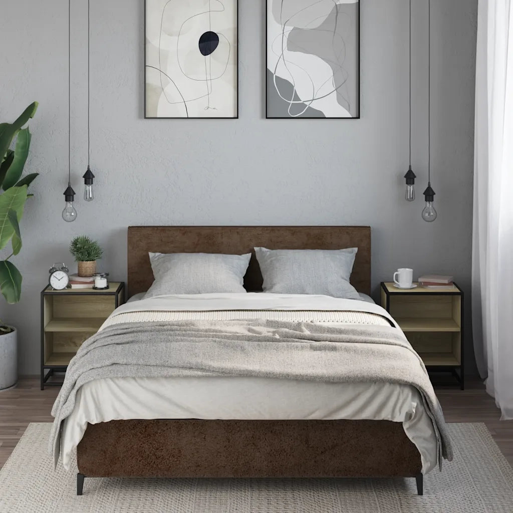 vidaXL Comodini 2pz Rovere Sonoma 40x31x50cm Legno Multistrato Metallo
