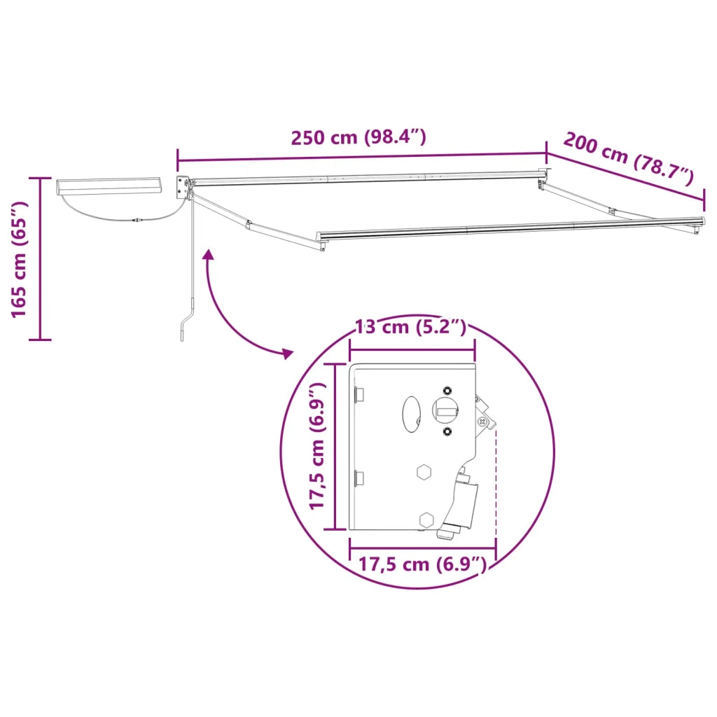 Struttura della tenda elettrica retrattile Antracite 2,5 x 2 m