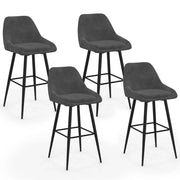 IDMarket - Set di 4 sgabelli da bar THALYA in velluto grigio scuro con mezzi braccioli
