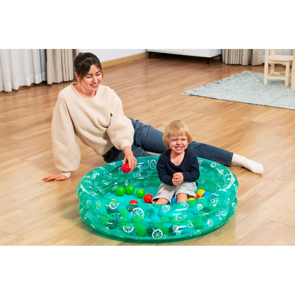 Trade Shop - Piscina Gonfiabile 2 Anelli Motivo Frutta Con Palline Da Gioco Per Bambini ø91x20cm 51141 -